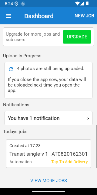 Android app dashboard