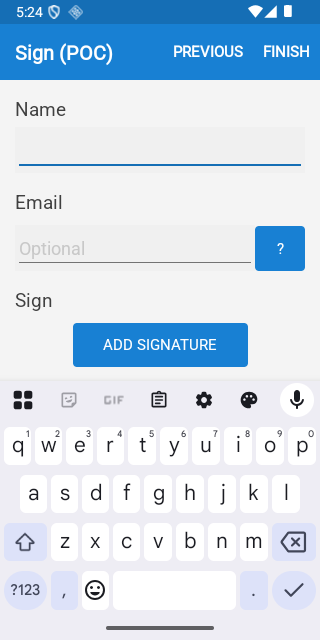 Customer sign-off step on Android