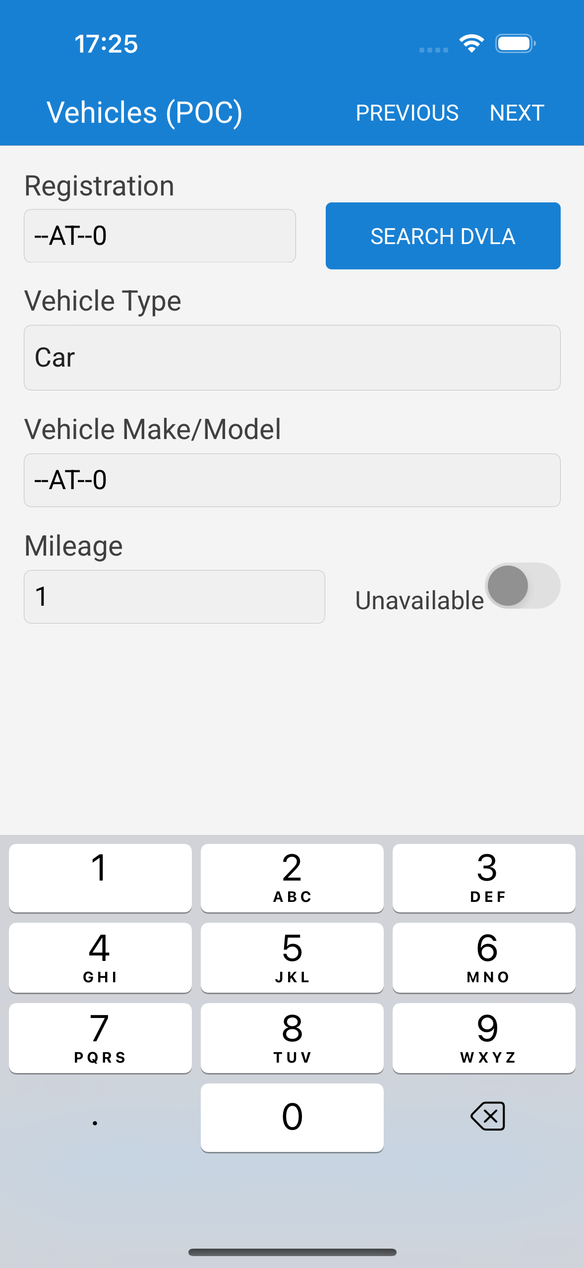Vehicle details on iOS