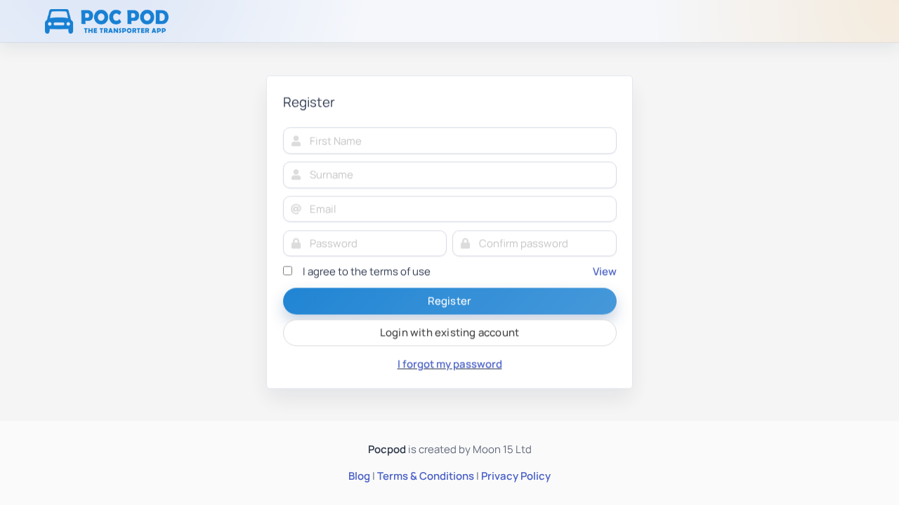 Portal registration form