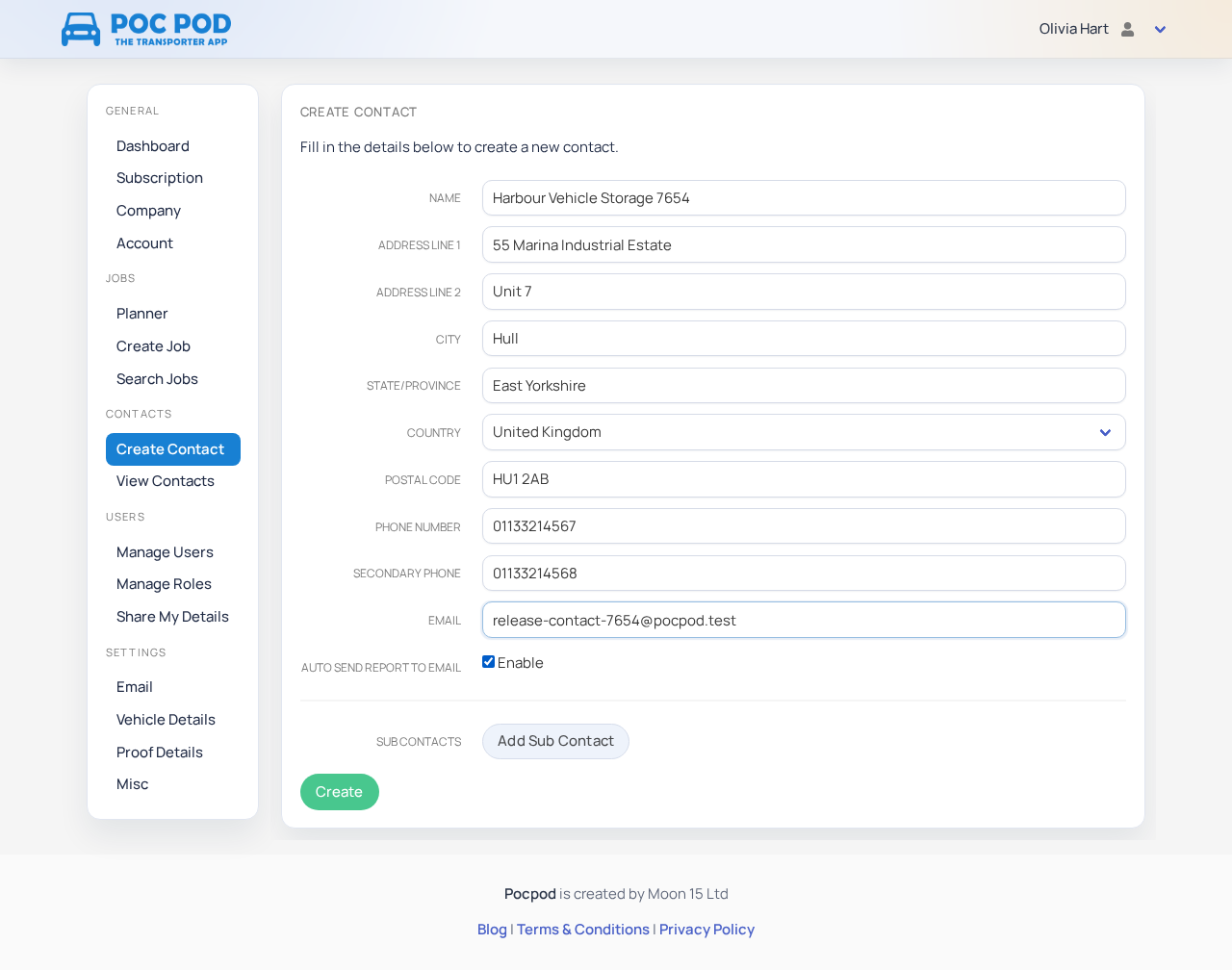 Create contact form