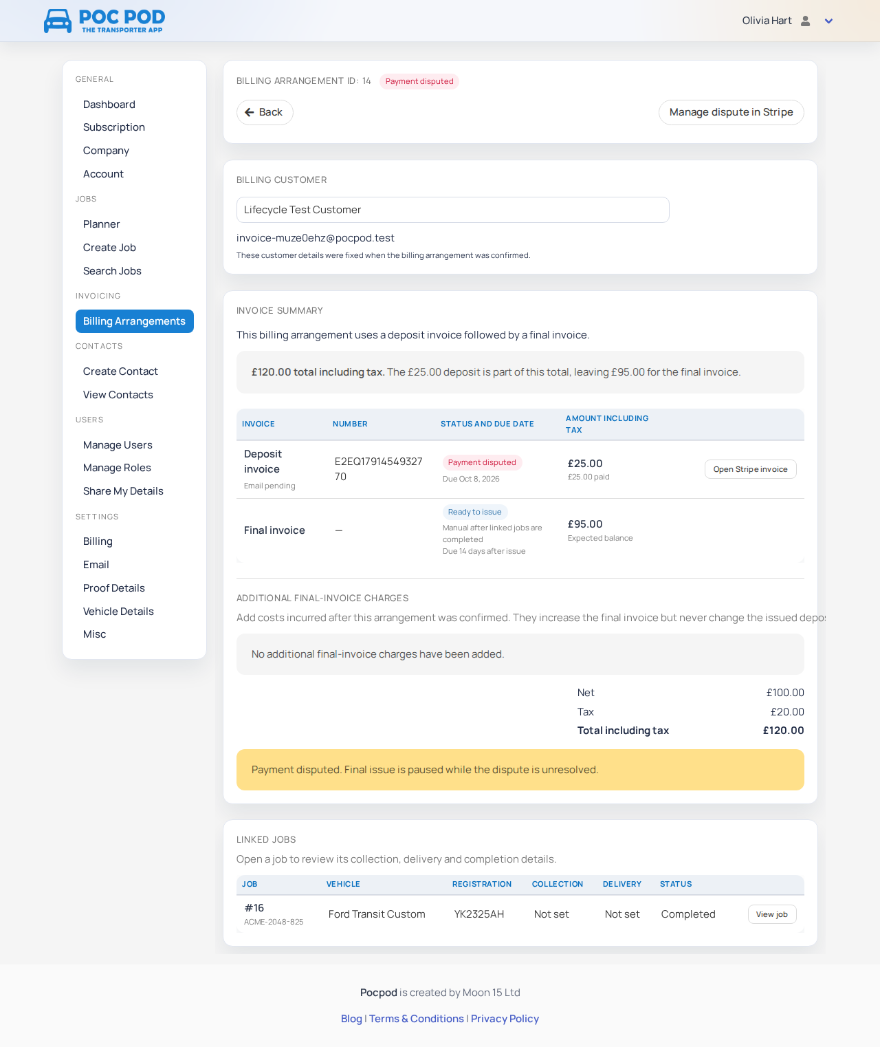 Billing arrangement paused because its deposit payment is disputed