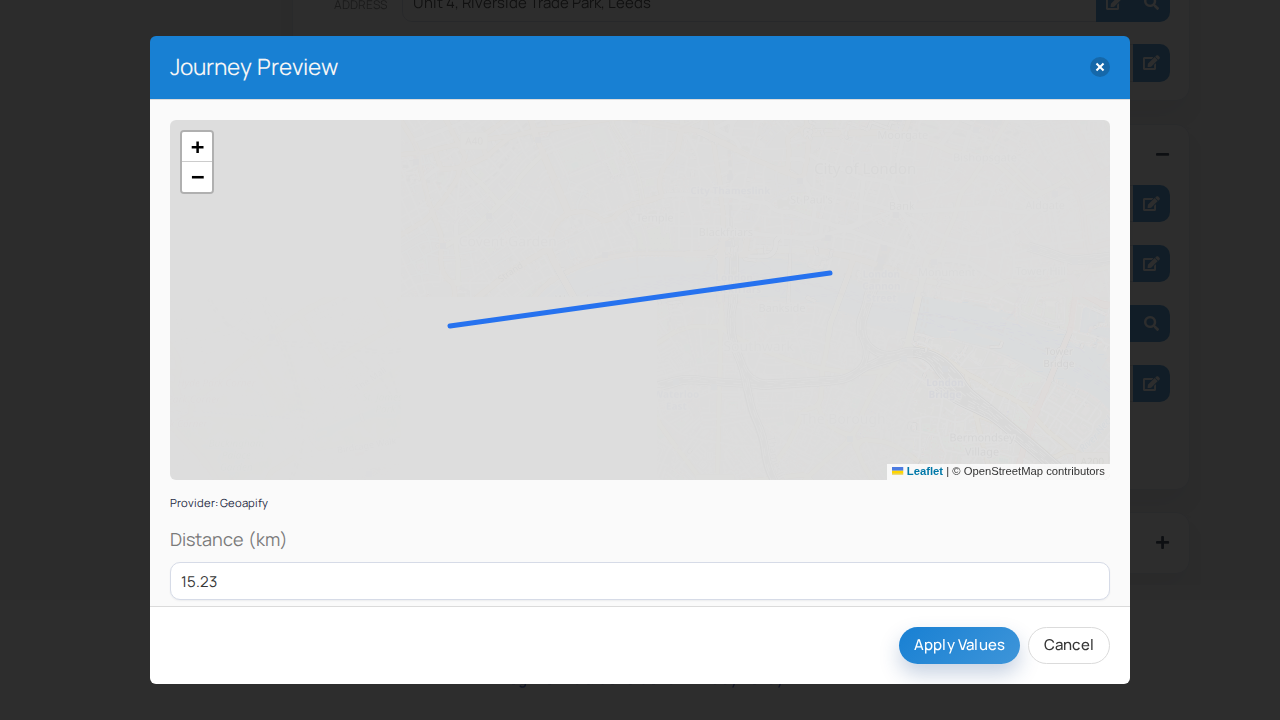 Route distance and time preview