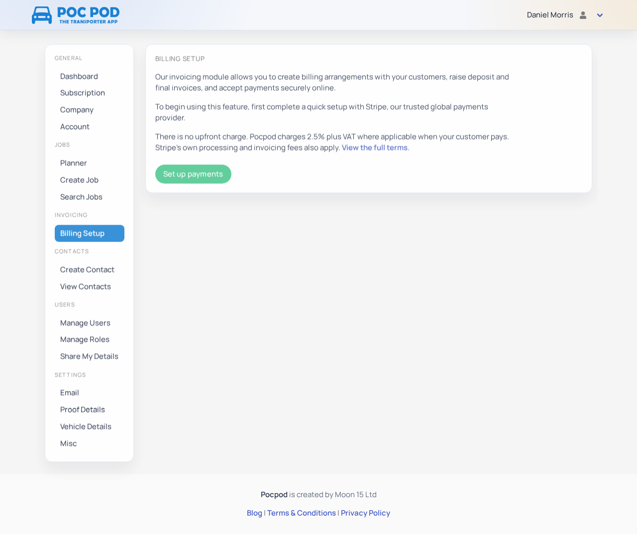 Billing Setup before Stripe onboarding has started