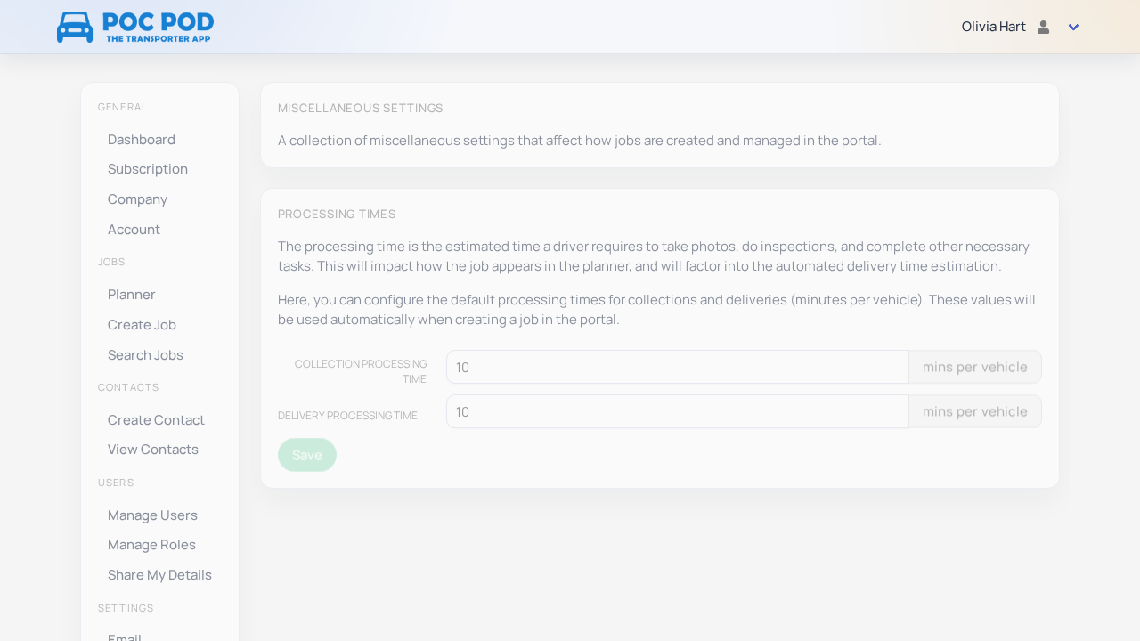 Miscellaneous portal settings