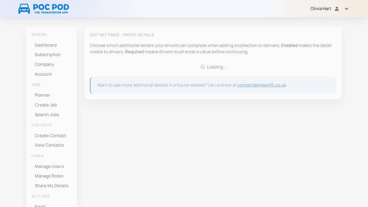 Proof detail settings