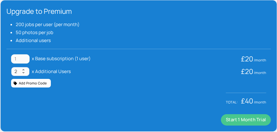 Subscription view before checkout